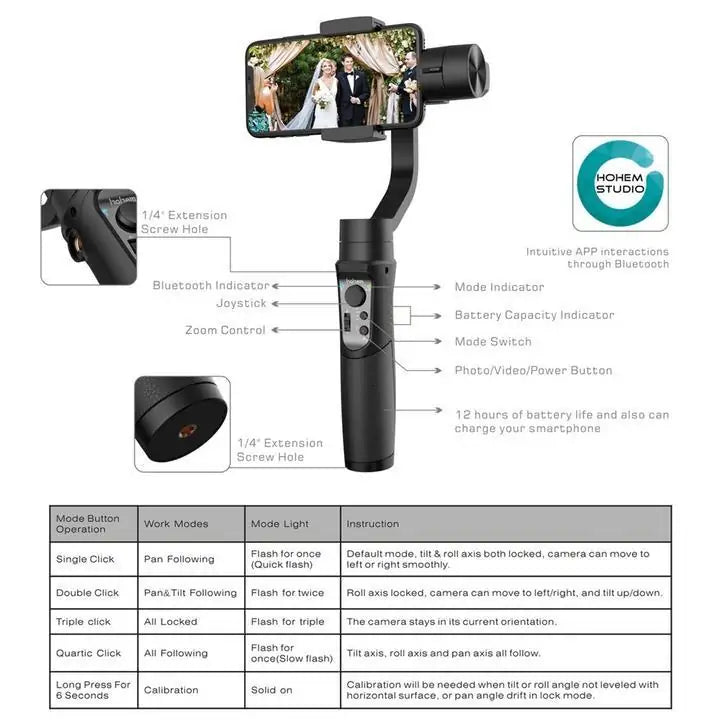 Handheld Smartphone Gimbal Stabilizer - HERMEX 